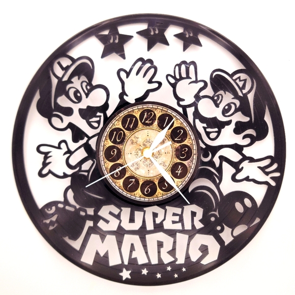 Handmade Other - SUPER MARIO BRO.s vinyl record clock
